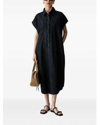 Benetton - Button-Up Short-Sleeved Denim Midi Dress - Lyst