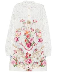 CAMILLA - Lace-Panelled Floral-Print Mini Dress - Lyst