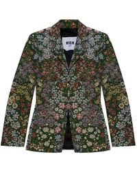 MSGM - Floral-Pattern Single-Breasted Blazer - Lyst