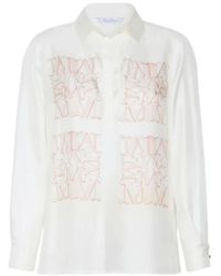 Max Mara - Logo-Embroidered Silk Shirt - Lyst