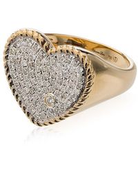 Yvonne Léon - 18kt Gouden Pave Hart Ring Met Diamant - Lyst