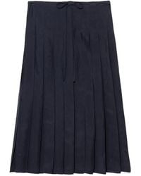 Prada - Jupe Mi-Longue En Soie À Design Plissé - Lyst
