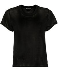Tom Ford - T-Shirt aus Seide mit Logo-Schild - Lyst