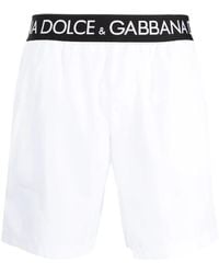 Dolce & Gabbana - Mid-Length Swim Trunks With Branded Stretch Waistband - Lyst