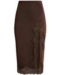 Balmain - Knit Midi Skirt With Lace - Lyst