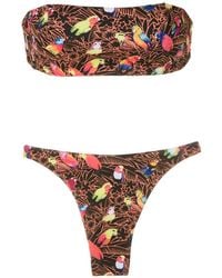 Amir Slama - Parrot-Print Bandeau Bikini Set - Lyst
