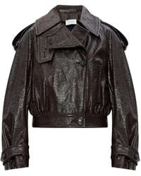 Sportmax - Cropped Jack Met Leren-Effect En Cuffs Op De Mouwen - Lyst