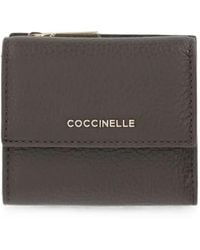 Coccinelle - Logo-Plaque Pebbled-Leather Wallet - Lyst