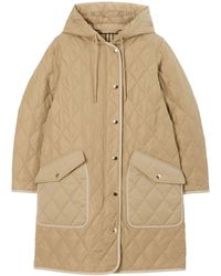 Burberry - Diamond-quilted Hooded Parka Coat - Lyst