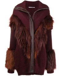 Stella McCartney Abrigo estilo cárdigan con ribete de pelo artificial - Rojo