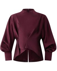 Shanghai Tang - Mock-Neck Balloon-Sleeve Top - Lyst