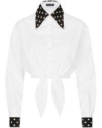 Dolce & Gabbana - Polka-Dot Print Cropped Shirt - Lyst