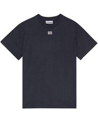Ganni - Logo-embellished Cotton T-shirt - Lyst