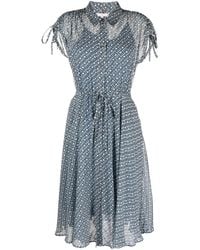 Tommy Hilfiger - Amd Logo-Print Chiffon Midi Dress - Lyst