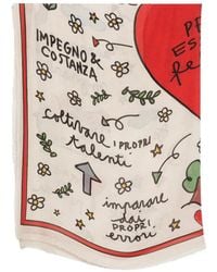 Faliero Sarti - To Be Happy Graphic-Print Frayed Scarf - Lyst