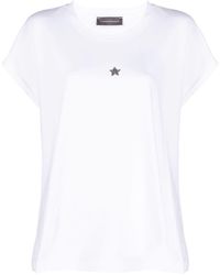 Lorena Antoniazzi - T-shirt Verfraaid Met Kristallen - Lyst