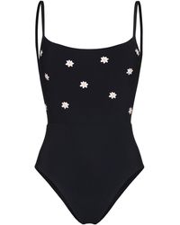 anemone-designer Bañador Narcissus con bordado floral - Negro