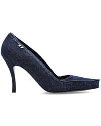 DIESEL - Dark Silk-Blend Mid-Heel Pumps - Lyst
