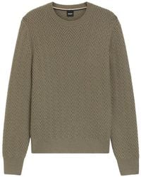 BOSS - H-Hitalo Pullover Mit Fischgrätenmuster - Lyst