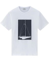 Woolrich - T-Shirt Mit Boot-Print - Lyst