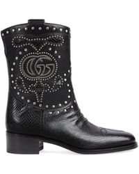 Gucci - Boot With Double G And Studs - Lyst