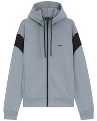 BOSS - Felpa Con Cappuccio E Zip - Lyst