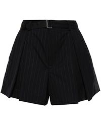 Sacai - Pinstriped Belted Shorts - Lyst