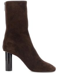 Paris Texas - Alice Croc-Effect Block-Heel Ankle Boots - Lyst