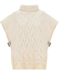 Herno - Resort Cable-Knit Turtleneck Cape - Lyst