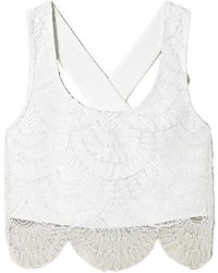 Twinset - Organza-Overlay Crepe Cropped Tank Top - Lyst