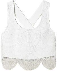 Twinset - Organza-Overlay Crepe Cropped Tank Top - Lyst
