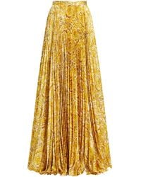 Versace - Barocco-Print Pleated Satin Skirt - Lyst