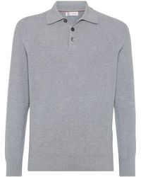 Brunello Cucinelli - Long-sleeve Ribbed-cotton Polo Shirt - Lyst