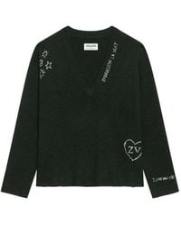 Zadig & Voltaire - Mikyz Intarsia-Knit V-Neck Sweater - Lyst
