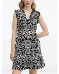 Morgan - Scalloped Trim V-Neck Mini Dress - Lyst