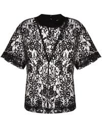 McQueen - Floral-Lace Short-Sleeve Top - Lyst