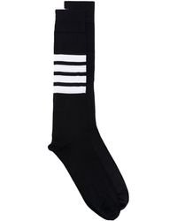 Thom Browne - Over The Calf Socks With White 4-bar Stripe In Lightweight Cotton - Lyst