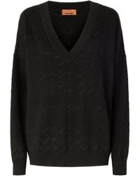 Missoni - Trui Met V-Hals En Chevron Patroon - Lyst