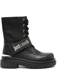 Just Cavalli - Logo-Plaque Combat Boots - Lyst