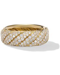 David Yurman - 18Kt Sculpted Cable Diamond Band Ring (7.5Mm) - Lyst