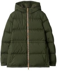 Burberry - Donsjack Met Capuchon En Vintage Check-Afwerking - Lyst