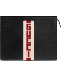 Gucci Clutch mit -Streifen - Schwarz