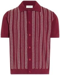 Paolo Pecora - Stripe-Embroidered Short-Sleeve Shirt - Lyst