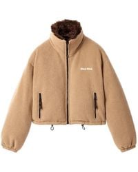 Miu Miu - Logo-Embroidered Fleece Jacket - Lyst