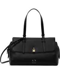 ARMANI EXCHANGE - Logo-Print Padlock-Detail Tote Bag - Lyst