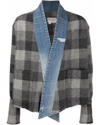 Greg Lauren - Denim-Trim Checked Shirt Jacket - Lyst