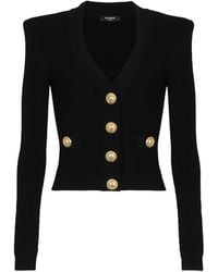 Balmain - Crop Knit-Button Cardigan - Lyst