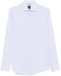 BOSS - Check-Pattern Spread-Collar Shirt - Lyst