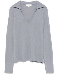 Vince - Open-Neck Long-Sleeve Polo Top - Lyst