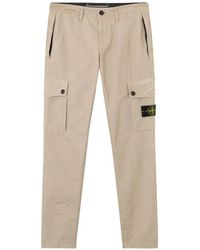 Stone Island - 3100053 Brushed Organic Cotton Canvas 'Old' Effect Trousers - Lyst